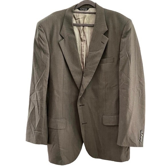 Vintage Burberry Men's Suit 100% Wool Brown Gray with Stripes - Picture 1 of 13